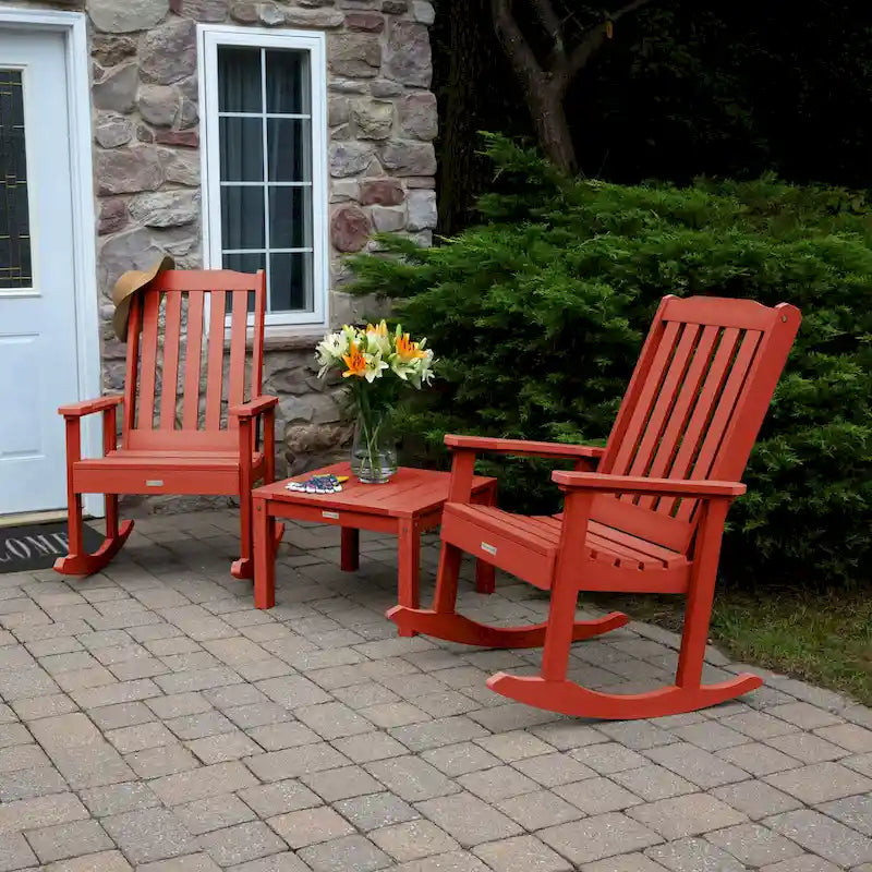 HIGHWOOD Ensemble de 3 : Deux fauteuils à bascule et une table d'appoint