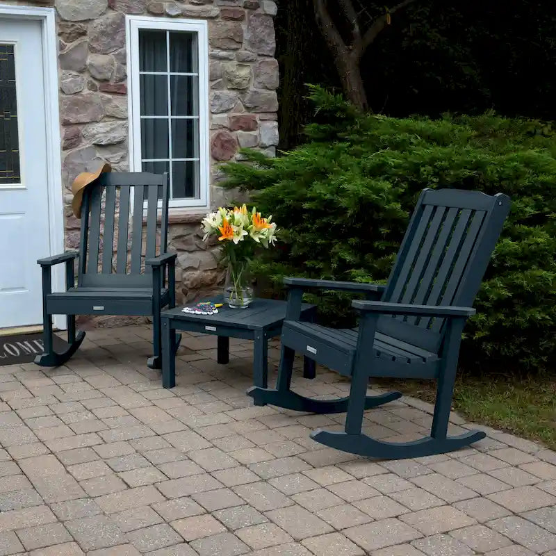 HIGHWOOD Ensemble de 3 : Deux fauteuils à bascule et une table d'appoint