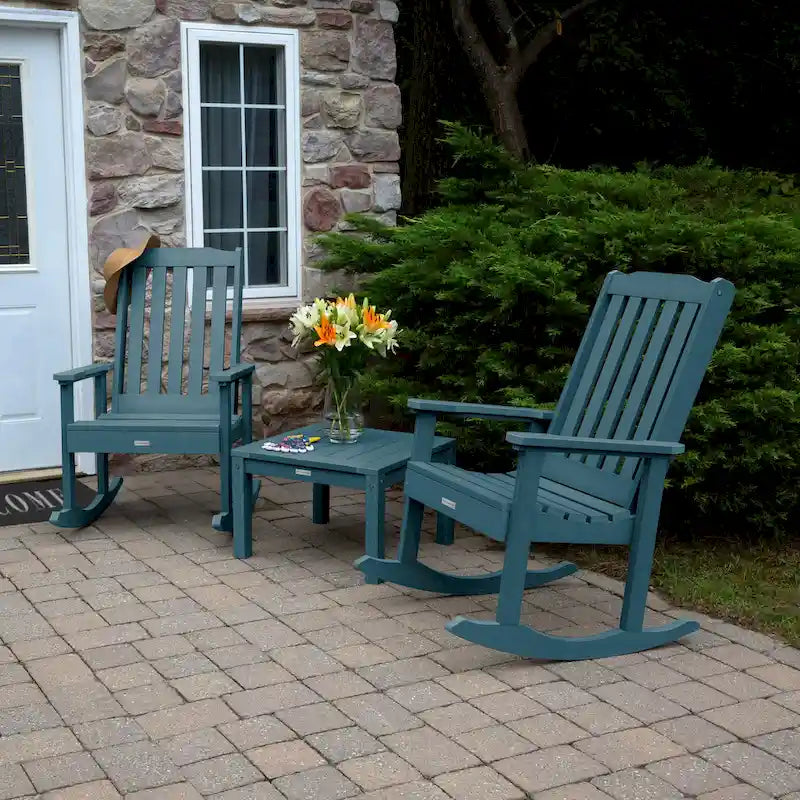 HIGHWOOD Ensemble de 3 : Deux fauteuils à bascule et une table d'appoint