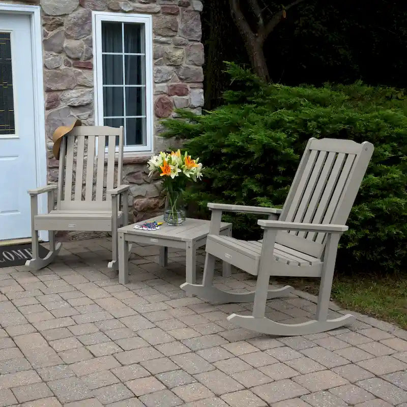 HIGHWOOD Ensemble de 3 : Deux fauteuils à bascule et une table d'appoint