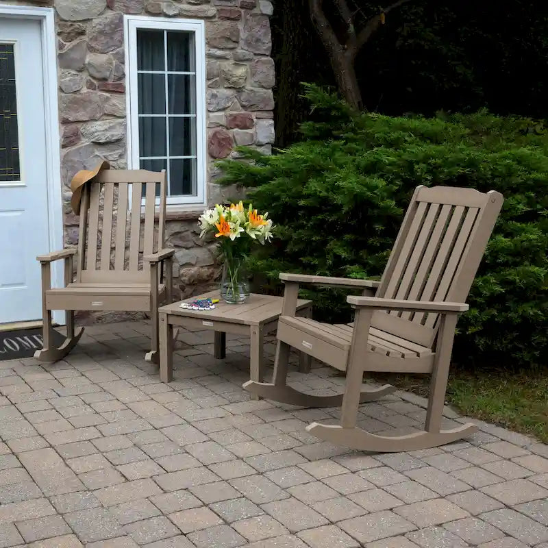 HIGHWOOD Ensemble de 3 : Deux fauteuils à bascule et une table d'appoint