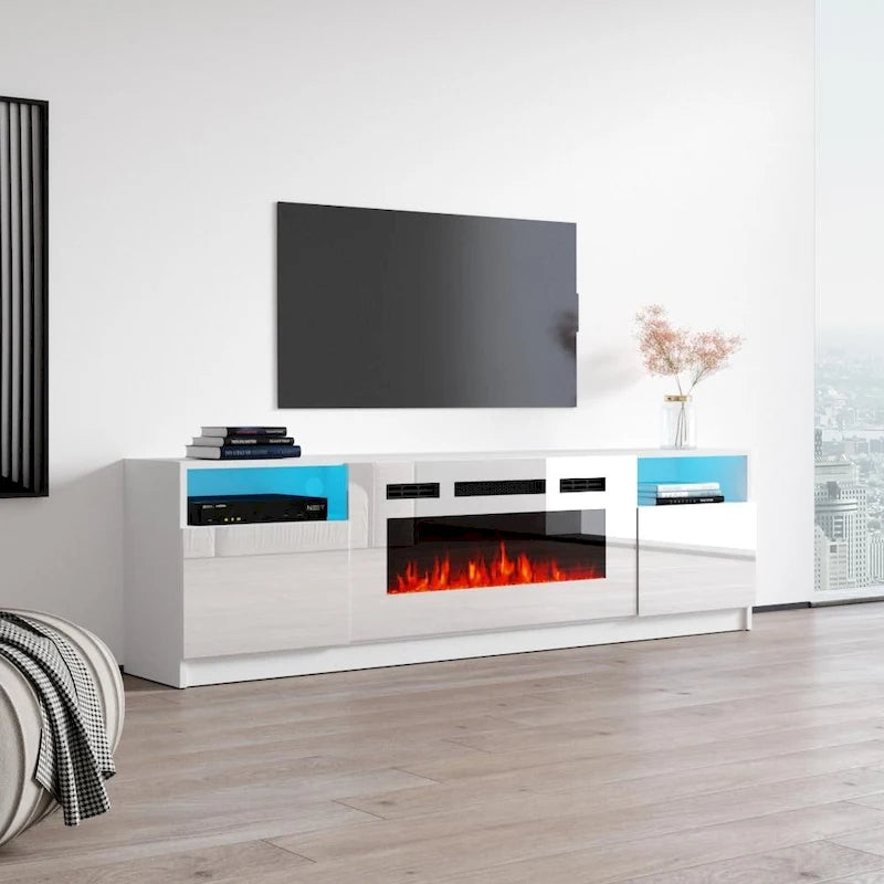 Meuble TV cheminée électrique Amsden Strick & Bolton