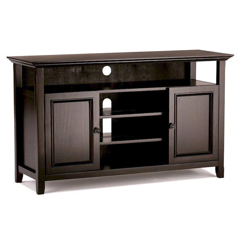 Meuble TV de style transitionnel en bois massif de 54 po de large WYNDENHALL Halifax - 54 L x 18,9 P x 31,9 H