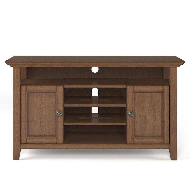 Meuble TV de style transitionnel en bois massif de 54 po de large WYNDENHALL Halifax - 54 L x 18,9 P x 31,9 H