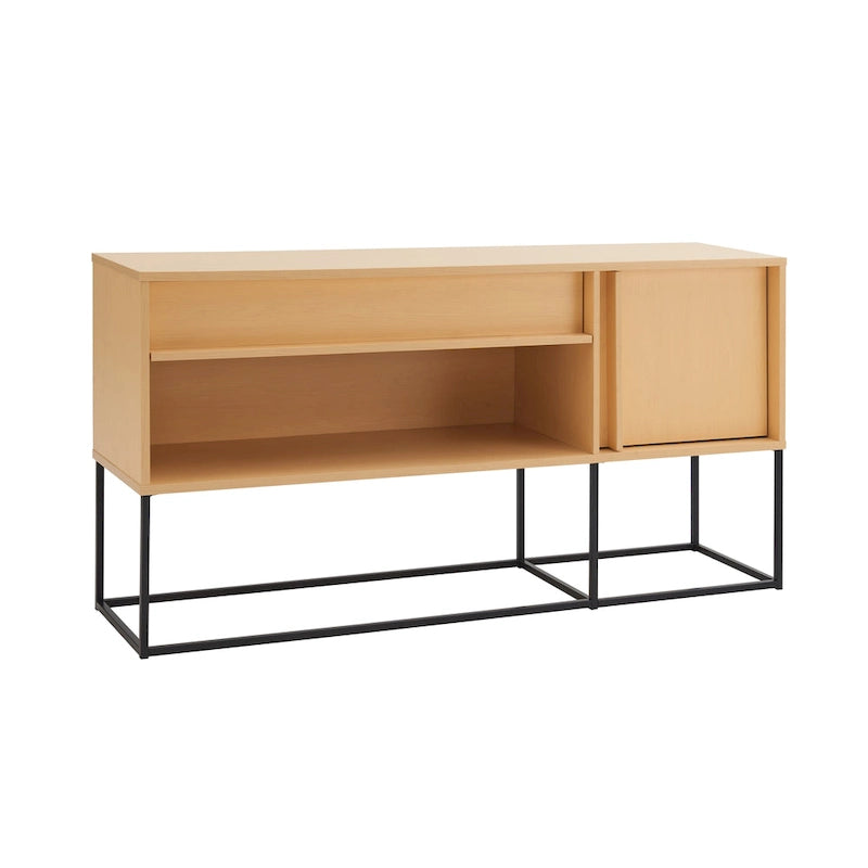 Meuble TV DH BASIC Modern 152 cm avec 16 couleurs de LED, un tiroir et des pieds en métal par Denhour