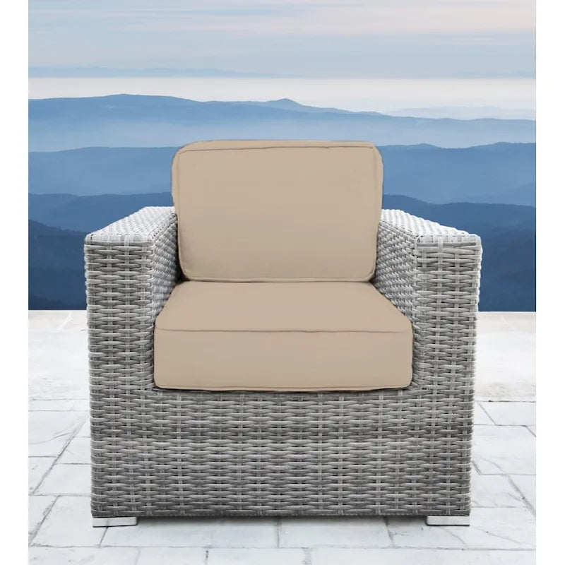 Ensemble de 11 pièces de salon modulable en osier/rotin avec coussins Sunbrella