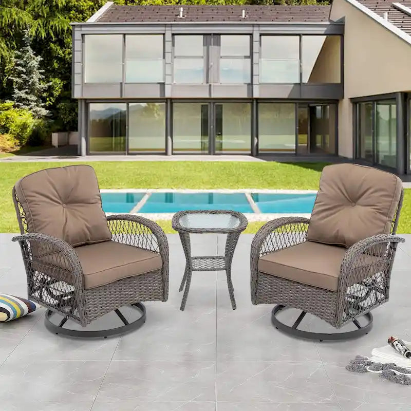 Ensemble de 3 meubles d'extérieur modernes en osier