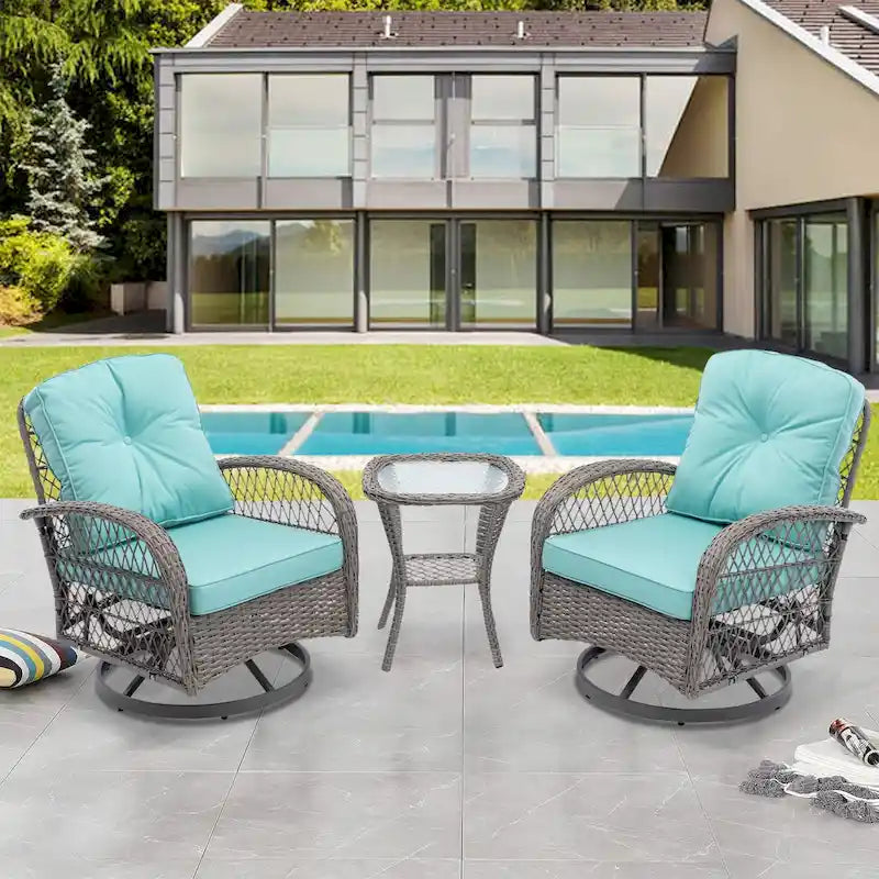 Ensemble de 3 meubles d'extérieur modernes en osier