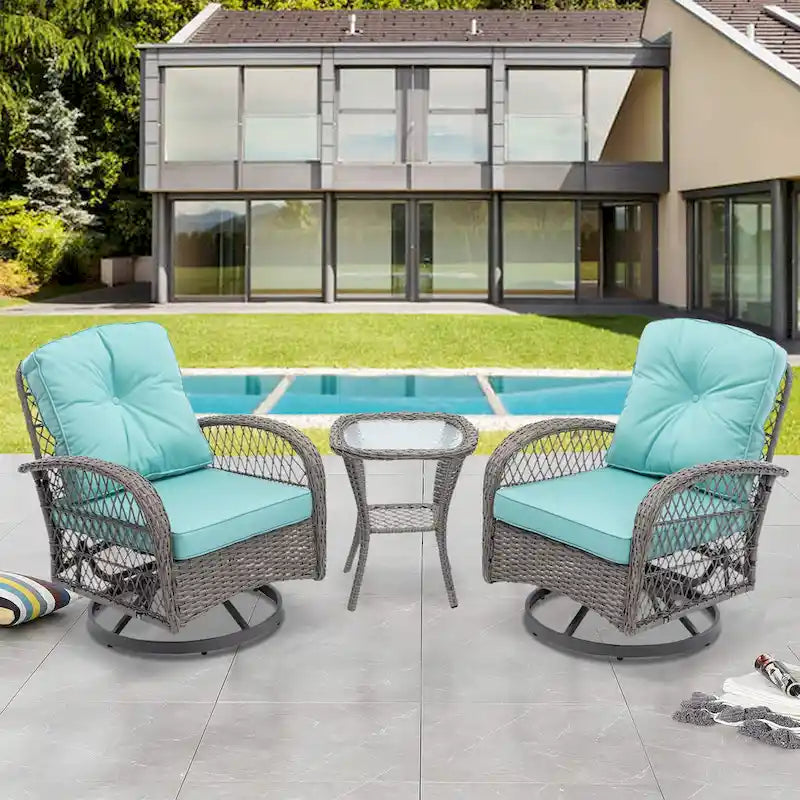 Ensemble de 3 meubles d'extérieur modernes en osier