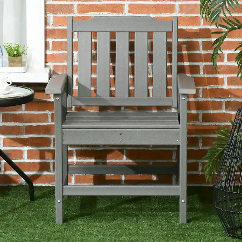 Outsunny Lot de 2 chaises de terrasse en HDPE, chaises de salle à manger d'extérieur avec accoudoirs et dossier à lattes, fauteuils d'extérieur