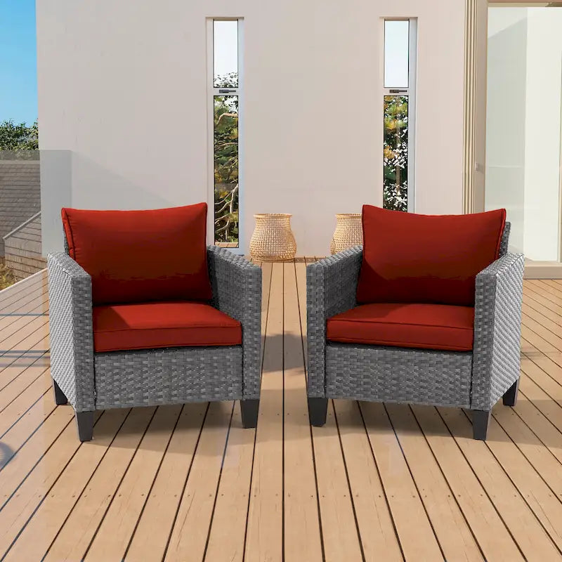 BONOSUKI Lot de 2 canapés simples de terrasse en rotin gris pour extérieur