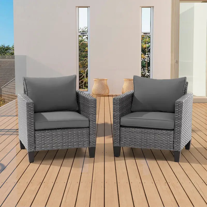 BONOSUKI Lot de 2 canapés simples de terrasse en rotin gris pour extérieur