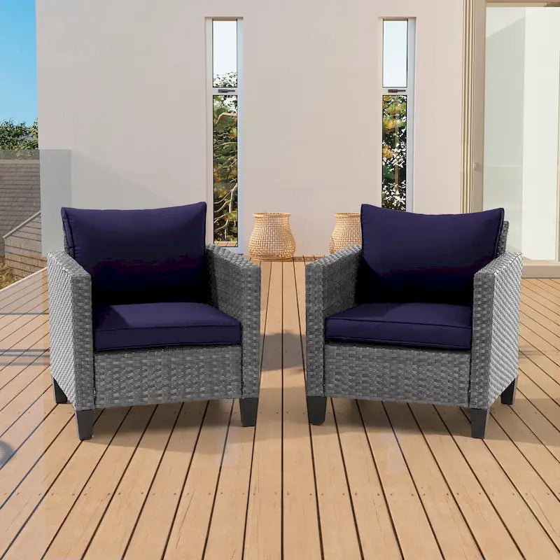 BONOSUKI Lot de 2 canapés simples de terrasse en rotin gris pour extérieur