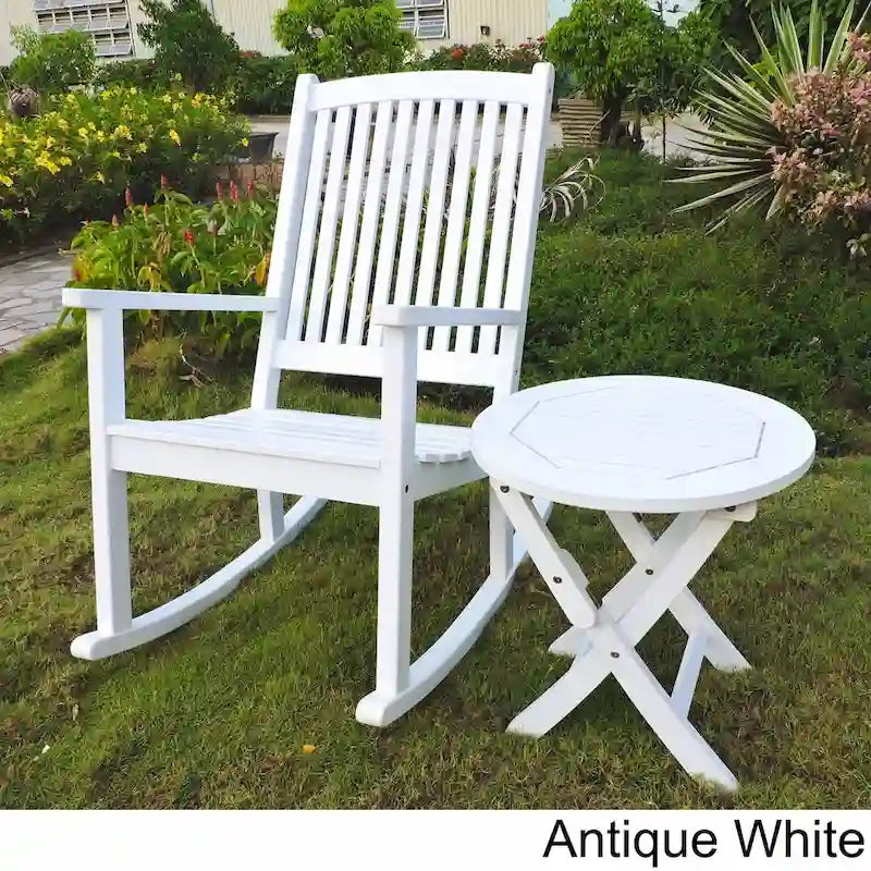 Ensemble Fauteuil à Bascule et Table d'Appoint Royal Fiji Painted Acacia International Caravan