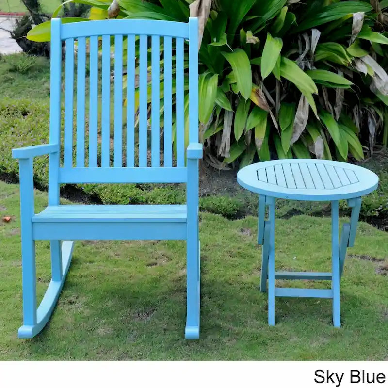 Ensemble Fauteuil à Bascule et Table d'Appoint Royal Fiji Painted Acacia International Caravan