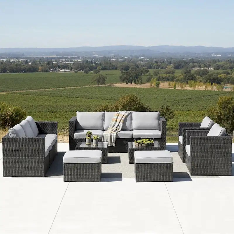 Corvus Trey Ensemble de canapés de terrasse en osier 12 pièces