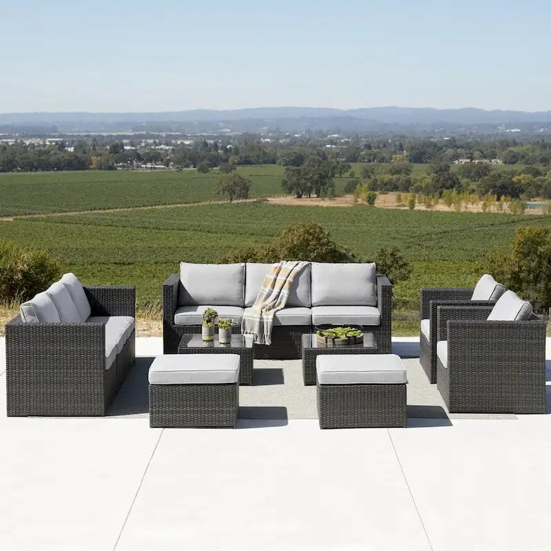 Corvus Trey Ensemble de canapés de terrasse en osier 12 pièces