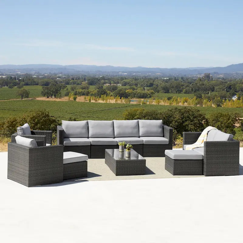 Corvus Trey Ensemble de canapés de terrasse en osier 12 pièces