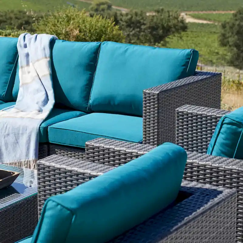 Corvus Trey Ensemble de canapés de terrasse en osier 12 pièces