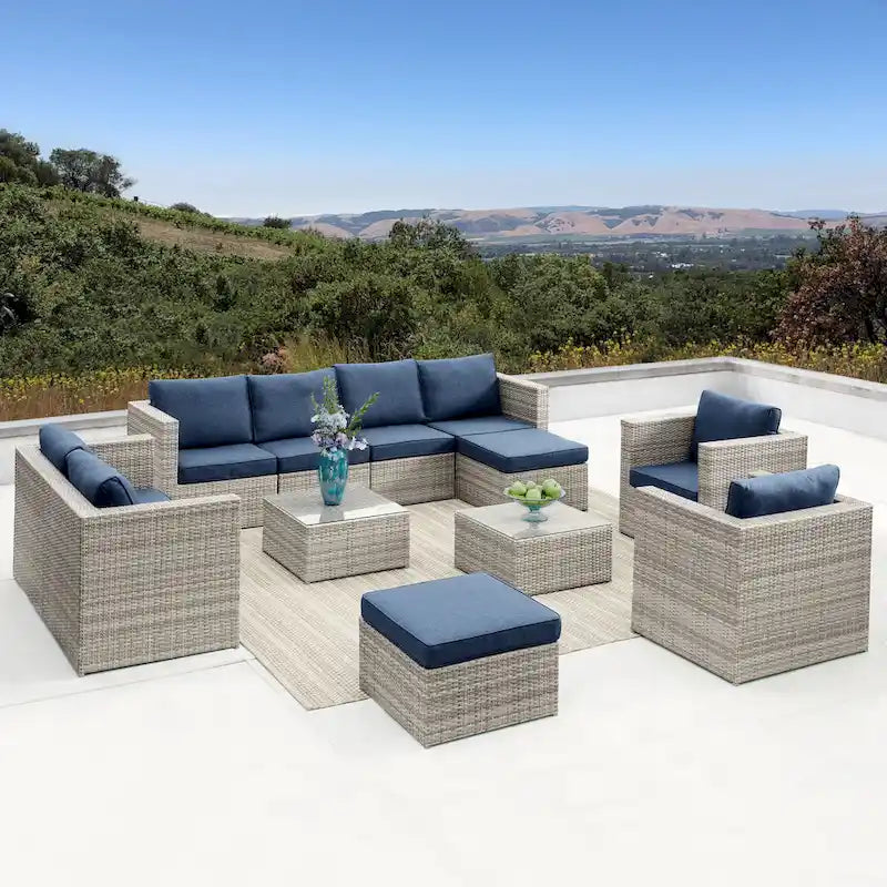 Corvus Trey Ensemble de canapés de terrasse en osier 12 pièces