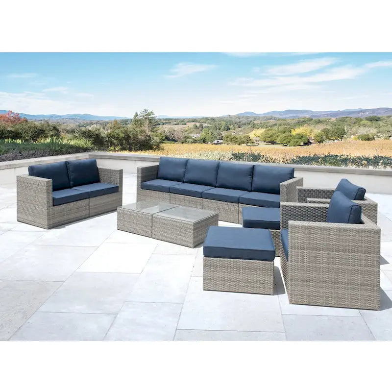 Corvus Trey Ensemble de canapés de terrasse en osier 12 pièces