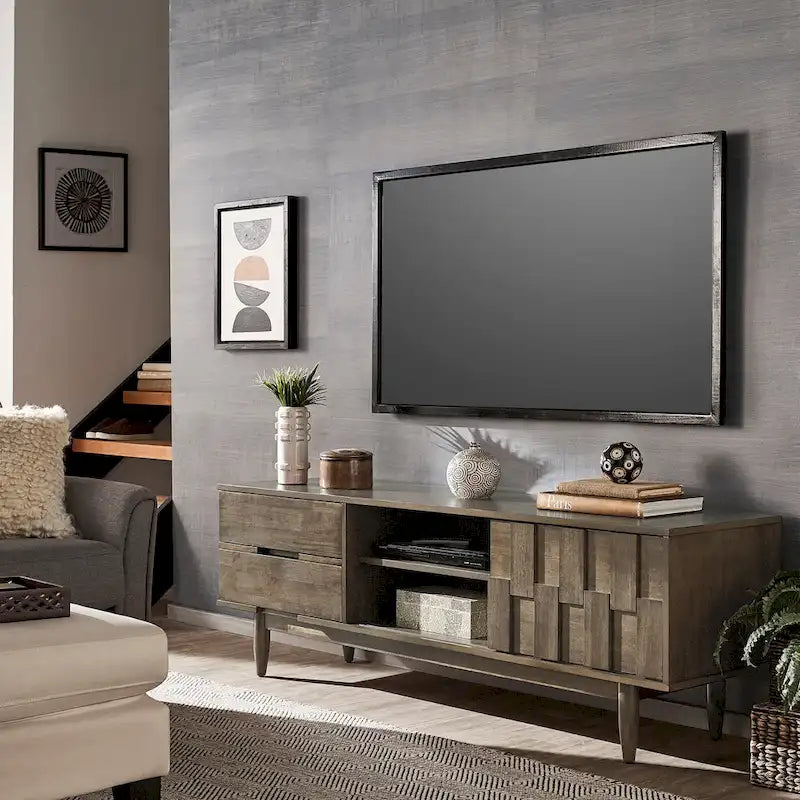 Meuble TV 2 tiroirs en bois de style Mid-Century Kieran par iNSPIRE Q Modern