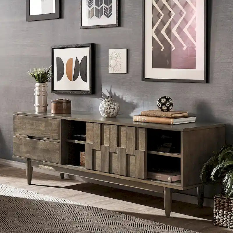 Meuble TV 2 tiroirs en bois de style Mid-Century Kieran par iNSPIRE Q Modern