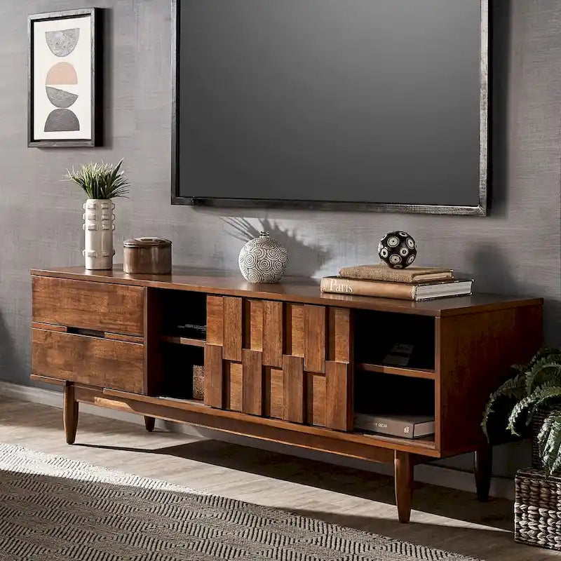 Meuble TV 2 tiroirs en bois de style Mid-Century Kieran par iNSPIRE Q Modern