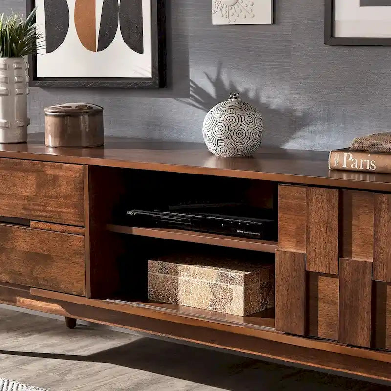 Meuble TV 2 tiroirs en bois de style Mid-Century Kieran par iNSPIRE Q Modern