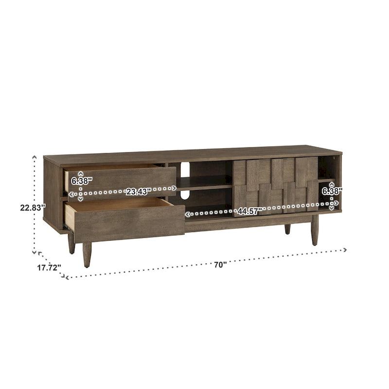 Meuble TV 2 tiroirs en bois de style Mid-Century Kieran par iNSPIRE Q Modern