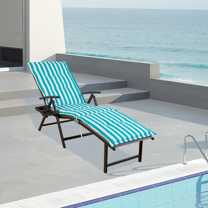 Kozyard Chaise longue pliante et inclinable en aluminium pour plage et piscine, avec 7 positions réglables et coussin