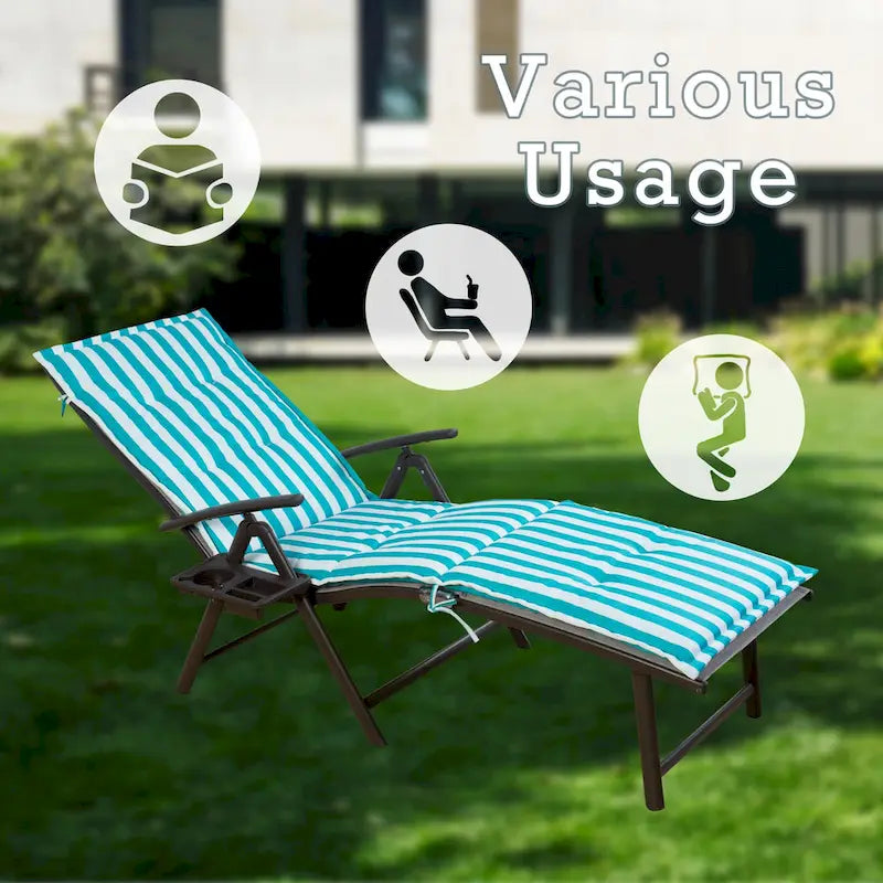 Kozyard Chaise longue pliante et inclinable en aluminium pour plage et piscine, avec 7 positions réglables et coussin