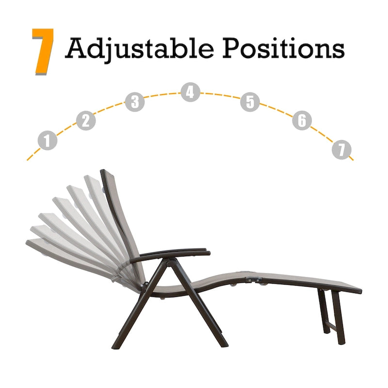 Kozyard Chaise longue pliante et inclinable en aluminium pour plage et piscine, avec 7 positions réglables et coussin