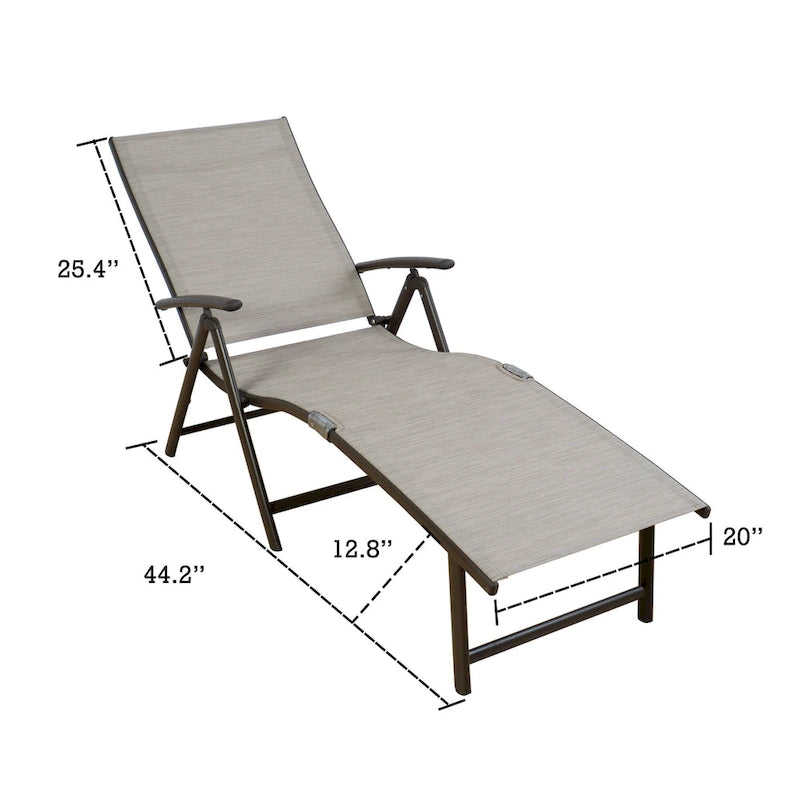 Kozyard Chaise longue pliante et inclinable en aluminium pour plage et piscine, avec 7 positions réglables et coussin