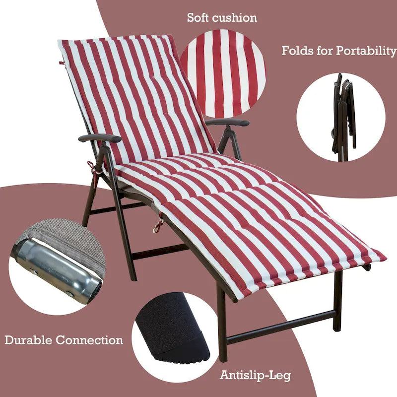 Kozyard Chaise longue pliante et inclinable en aluminium pour plage et piscine, avec 7 positions réglables et coussin