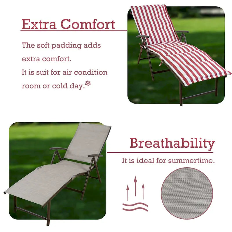 Kozyard Chaise longue pliante et inclinable en aluminium pour plage et piscine, avec 7 positions réglables et coussin