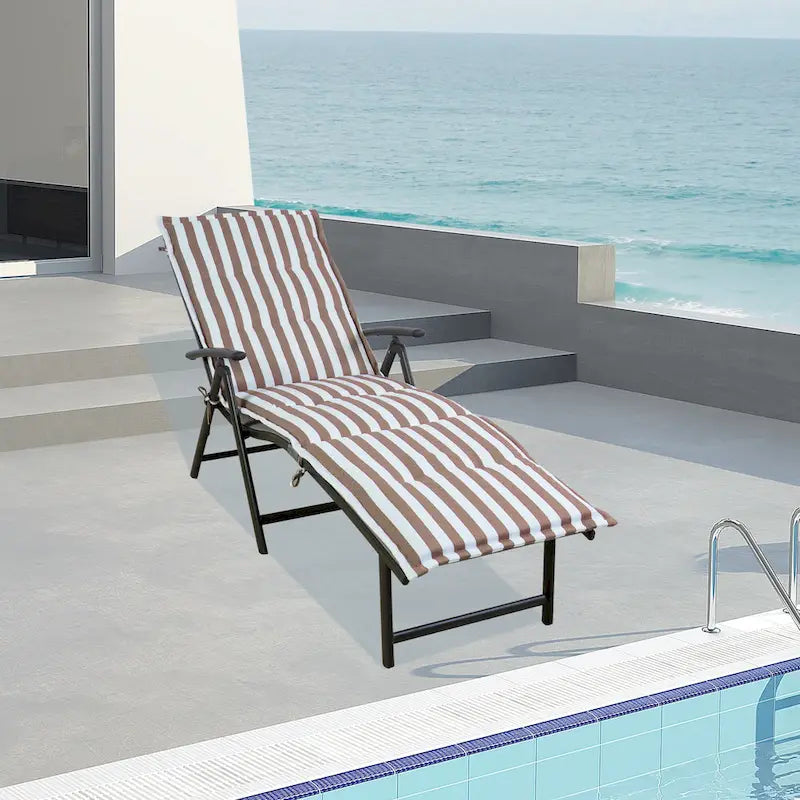 Kozyard Chaise longue pliante et inclinable en aluminium pour plage et piscine, avec 7 positions réglables et coussin