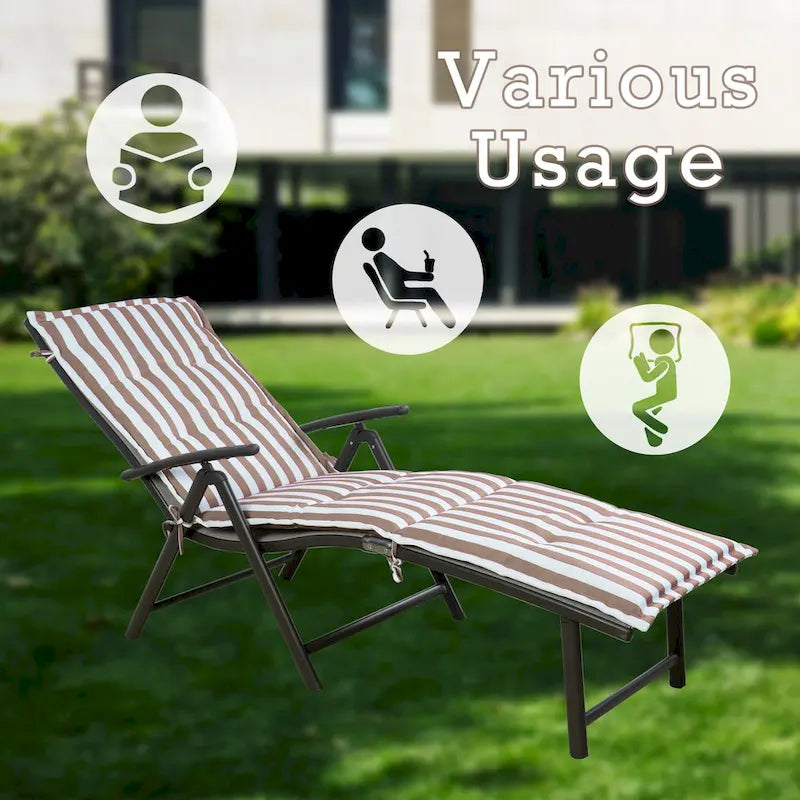 Kozyard Chaise longue pliante et inclinable en aluminium pour plage et piscine, avec 7 positions réglables et coussin