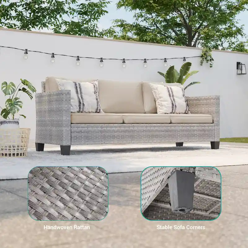 BONOSUKI Salons de jardin 5 pièces en rotin gris