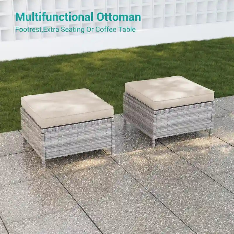 BONOSUKI Salons de jardin 5 pièces en rotin gris