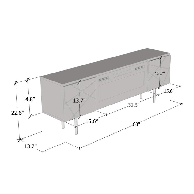 Meuble TV avec cheminée électrique London WH-EF 63