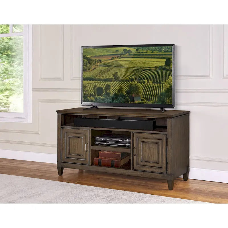 Console TV Origins by Alpine Newport Wood en chêne planchéifié