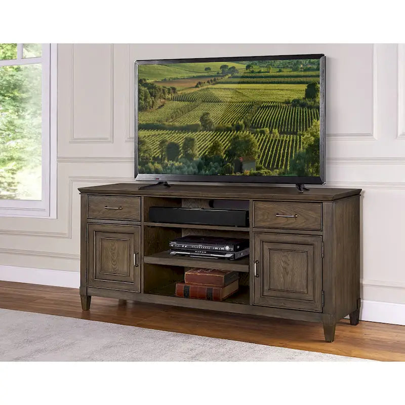 Console TV Origins by Alpine Newport Wood en chêne planchéifié