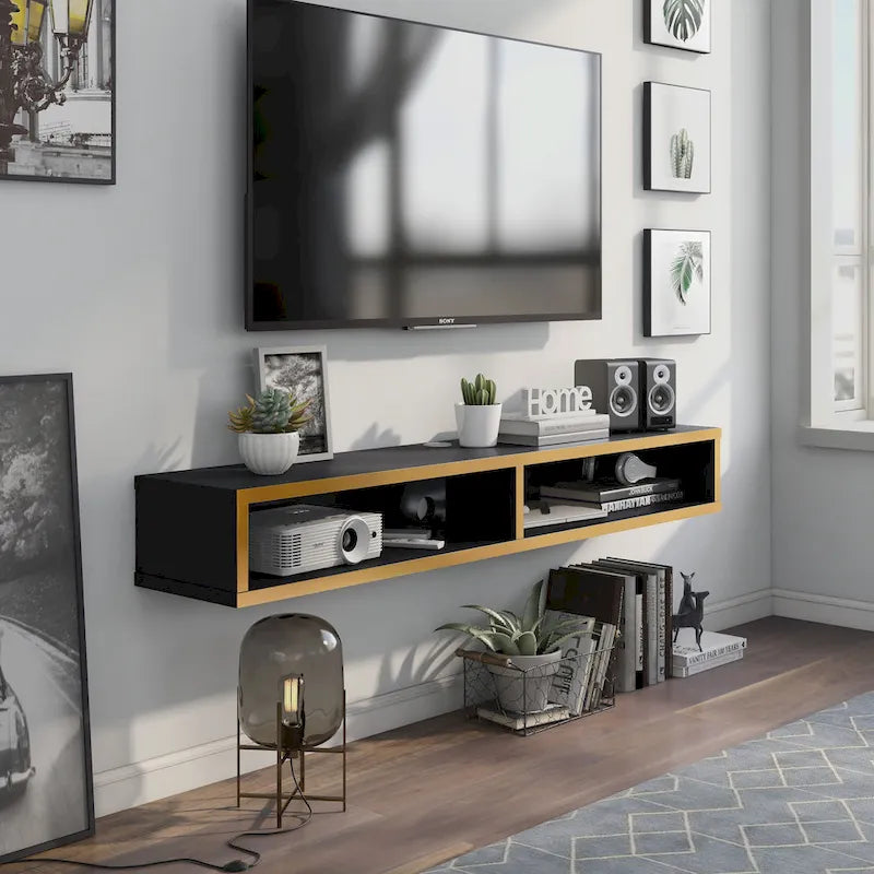 Meuble TV mural 2 étagères 152 cm Rydstorp Modern par Carson Carrington