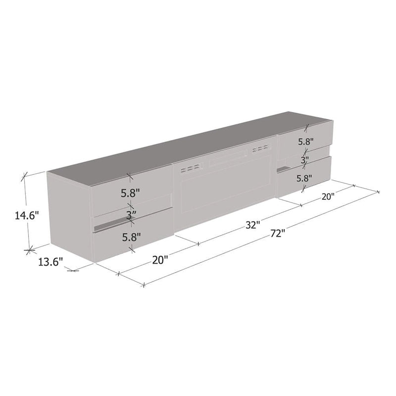 Meuble TV Metro EF pour cheminée électrique murale 72