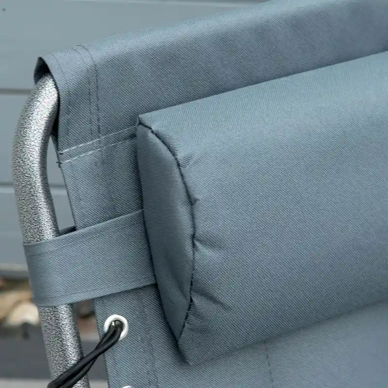 Chaise longue pliante Outsunny, fauteuil inclinable rembourré d'extérieur avec dossier réglable à 5 positions, oreiller et poche