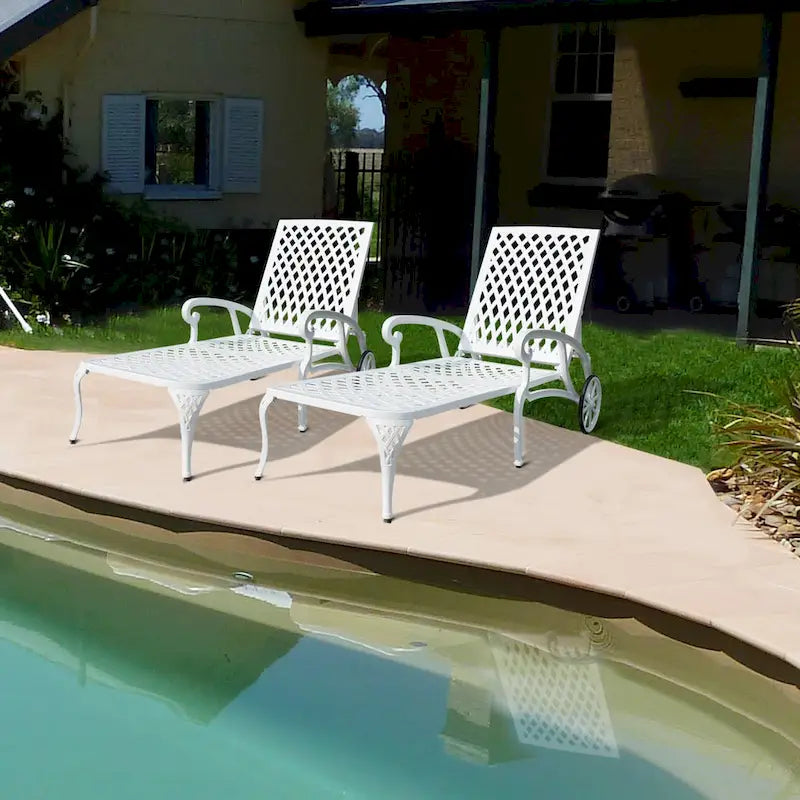 Aluminum Waterproof Chaise Lounge Reclining Chair (Set Of 2)