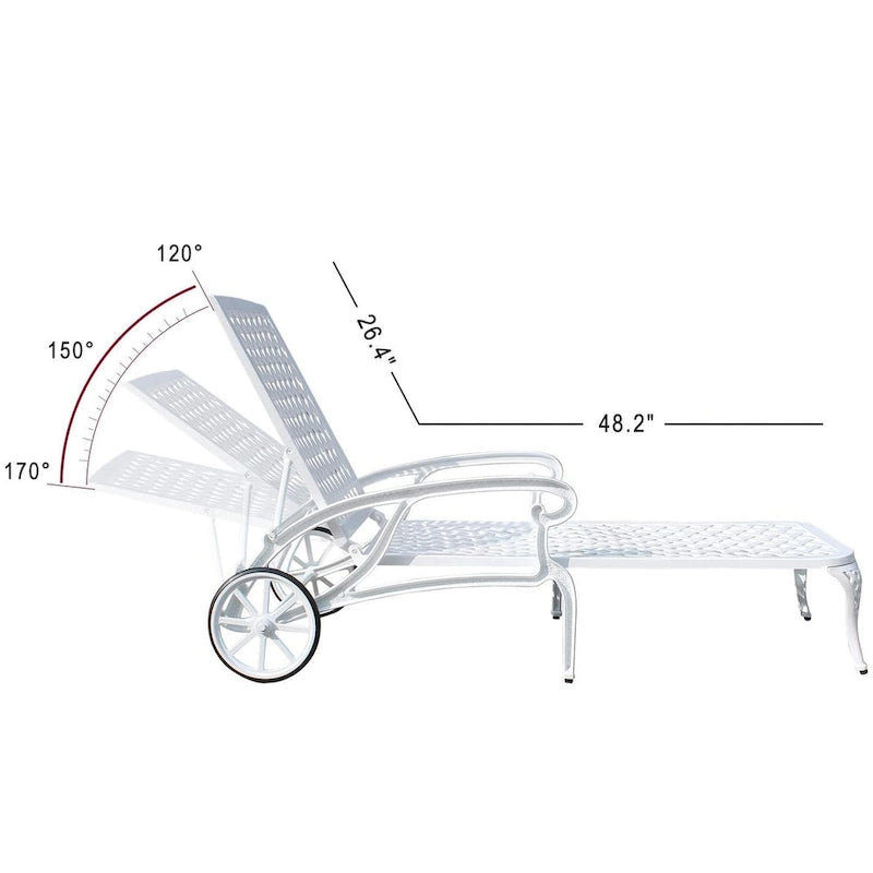 Chaise longue inclinable étanche en aluminium (lot de 2)
