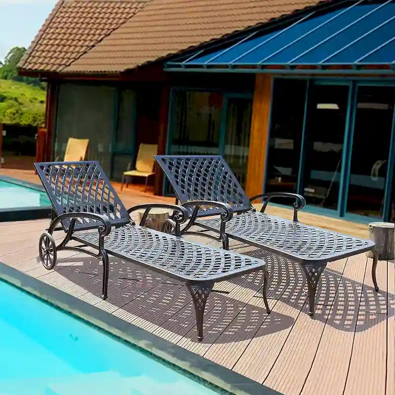 Chaise longue inclinable étanche en aluminium (lot de 2)