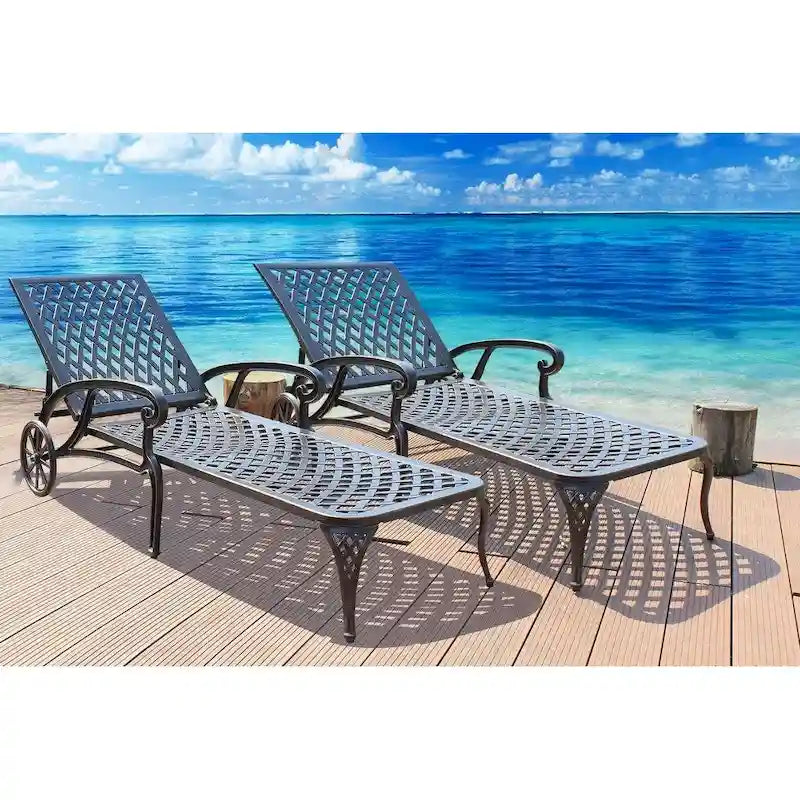 Chaise longue inclinable étanche en aluminium (lot de 2)